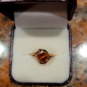 Tiger eye 14k gold ring